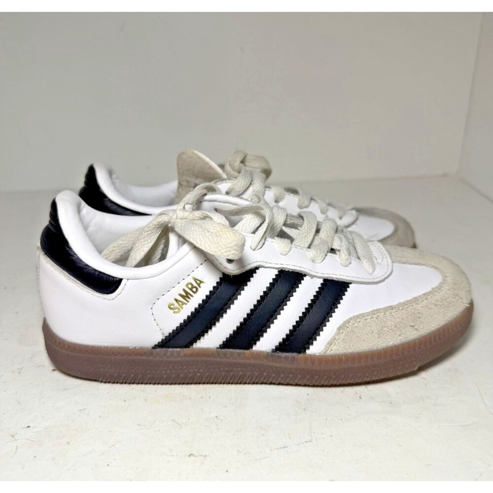Adidas Samba Shoes Kids Youth Size 1 White Black Gum Sneakers Soccer Indoor Boys